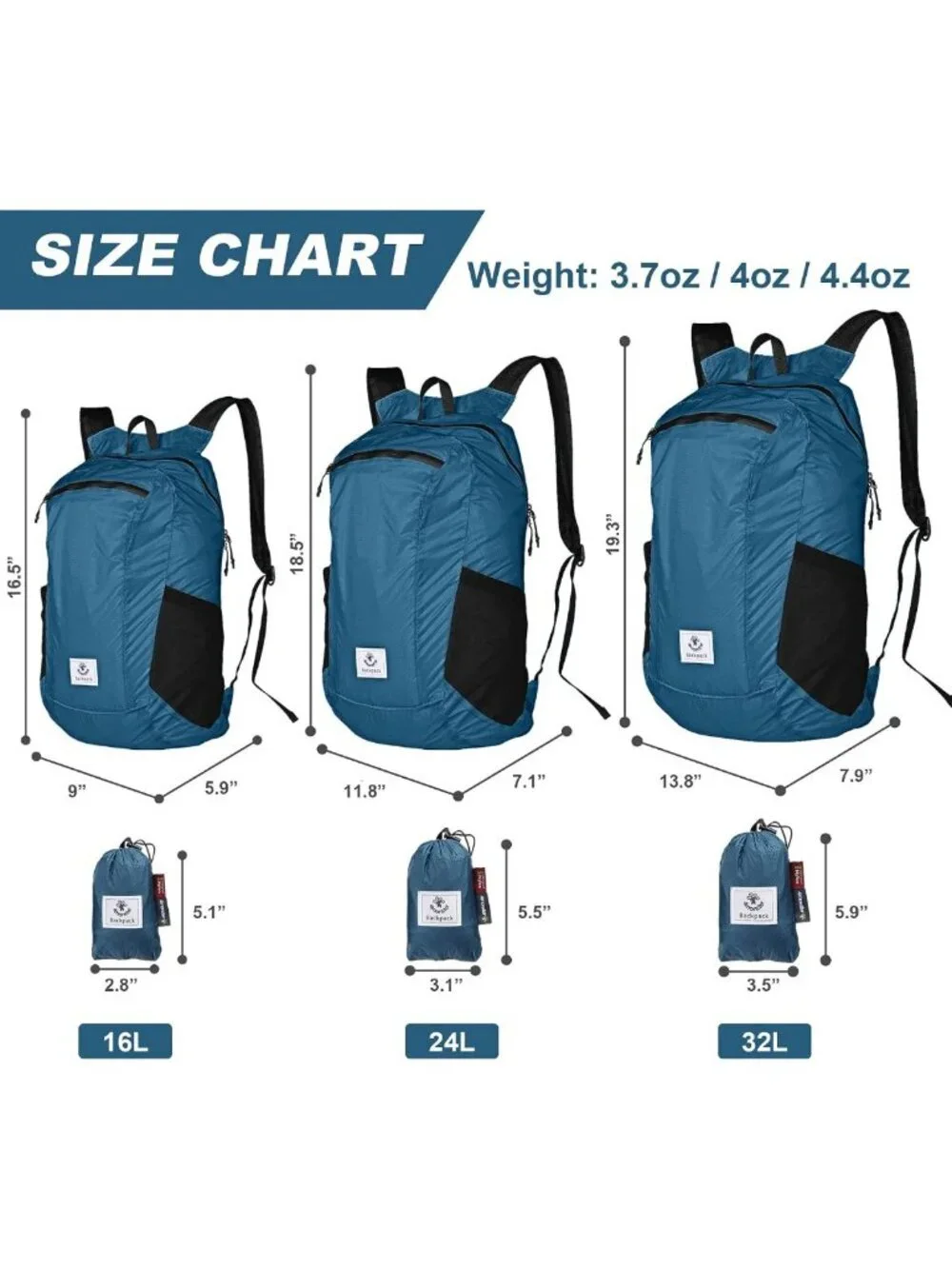 Lightweight Water-Resistant Hiking Daypack | Packable Backpack for Travel